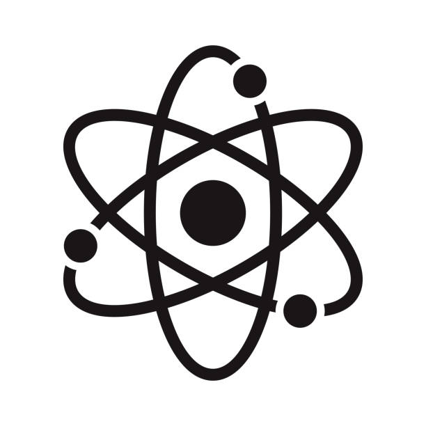 Atom Education Glyph Icon A black glyph icon on a transparent background. You can place onto any coloured background (no white box behind icon). File is built in CMYK for optimal printing with a 100% black fill. neutron stock illustrations