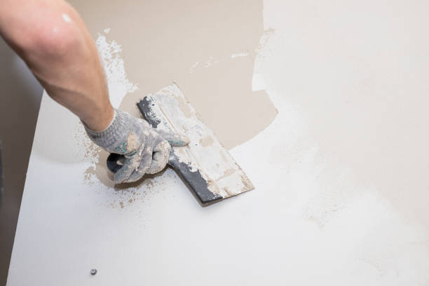 istock hand of builder worker plastering at wall.Renovation workers hand plastering the wall.Construction finishing works.work aligns with a spatula wall.process of applying layer of putty trowel 1305163025