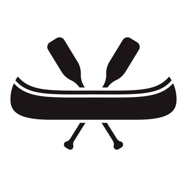 Canoe Transportation Glyph Icon A black glyph icon on a transparent background. You can place onto any coloured background (no white box behind icon). File is built in CMYK for optimal printing with a 100% black fill. canoe stock illustrations