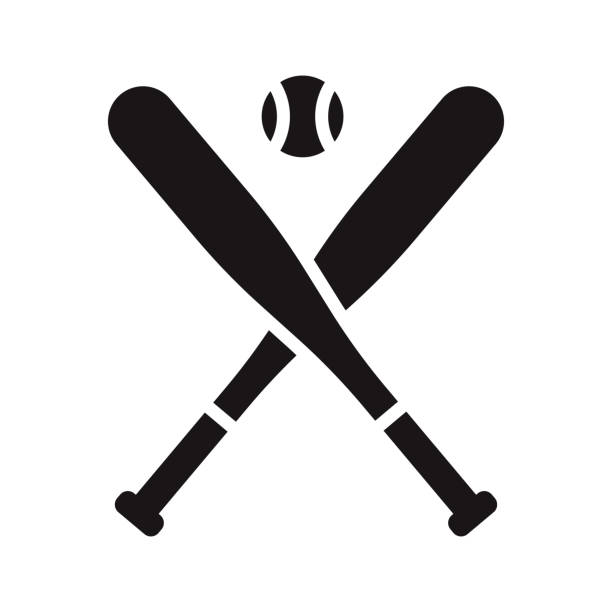 baseball-sport-glyphen-symbol - baseballschläger stock-grafiken, -clipart, -cartoons und -symbole