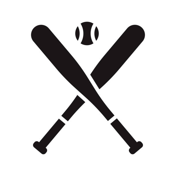 illustrations, cliparts, dessins animés et icônes de graphisme de glyph de sports de base-ball - batte de baseball