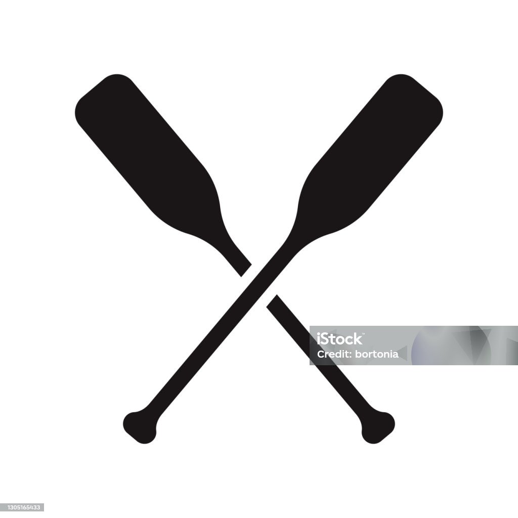 Paddle Sports Glyph Icon A black glyph icon on a transparent background. You can place onto any coloured background (no white box behind icon). File is built in CMYK for optimal printing with a 100% black fill. Oar stock vector