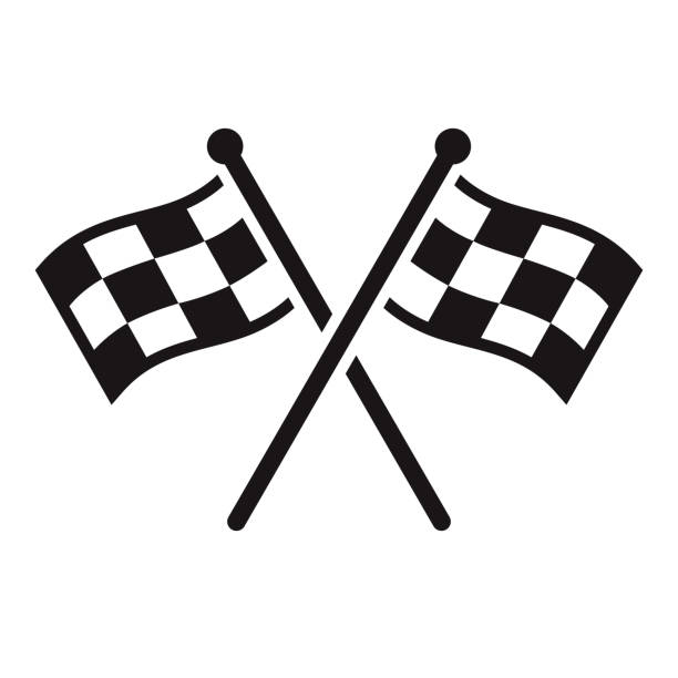 ilustraciones, imágenes clip art, dibujos animados e iconos de stock de icono del glifo de deportes de carreras - checkered flag illustrations