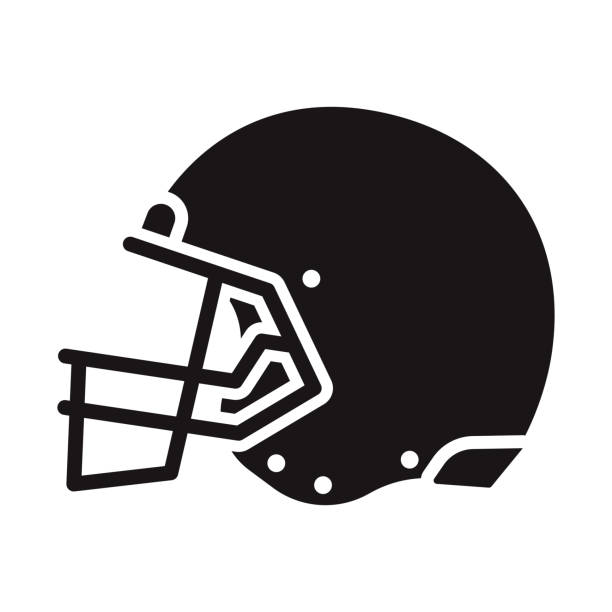 American Football Helmet Sports Glyph Icon vector art illustration