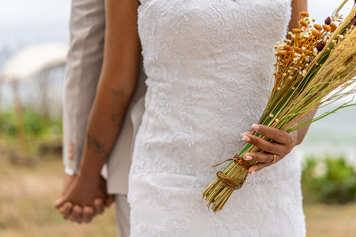 Hand in Hand, Bouquet, Bride, Togetherness, Outdoors