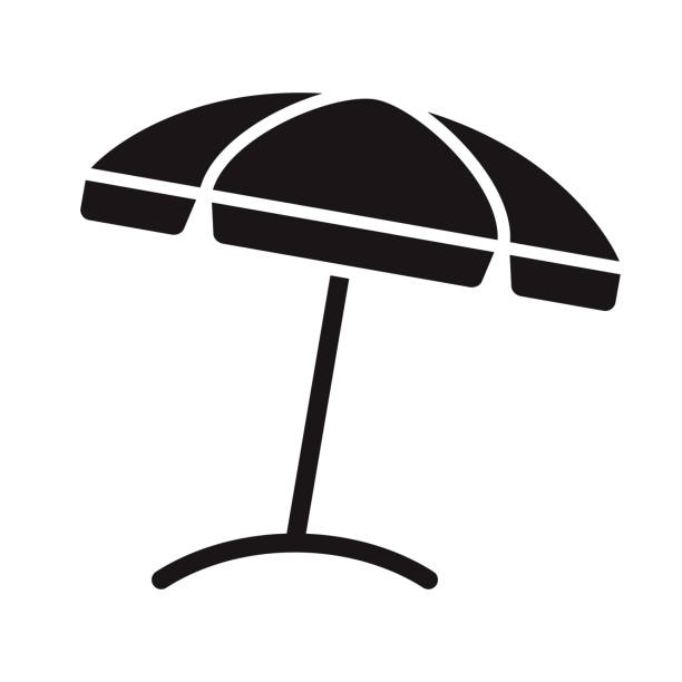 пляж зонтик путешествия глиф икона - beach umbrella stock illustrations