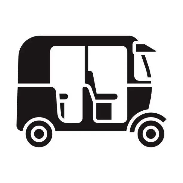 Vector illustration of Tuk Tuk Transportation Glyph Icon