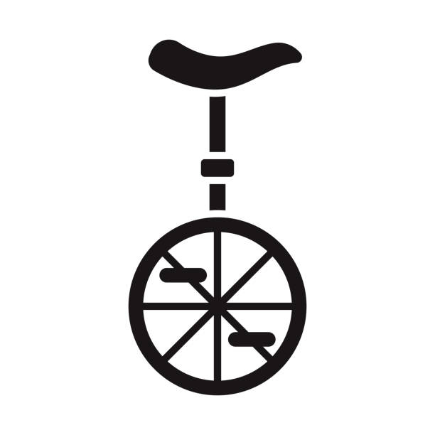 ikona glifa transportu jednokołowego - unicycling stock illustrations