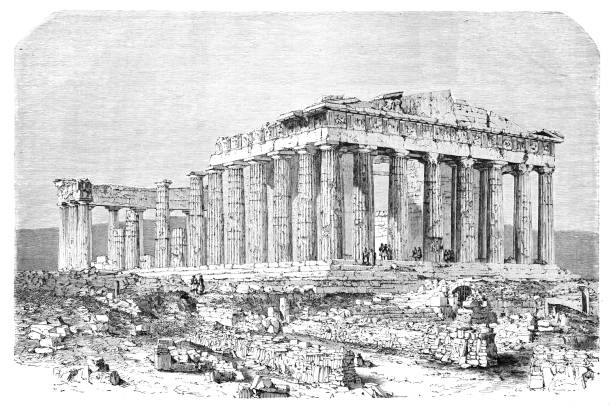ilustrações de stock, clip art, desenhos animados e ícones de acropolis in athens greece 1862 - 1862