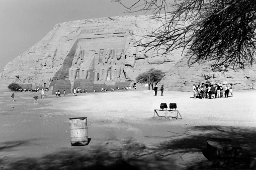 Abu Simbel. Nubia, Egypt. At the Temple of Ramses II. The image were scanned from old negative.