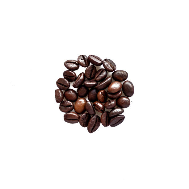 istock Grains of coffee on a white background. 1305172012