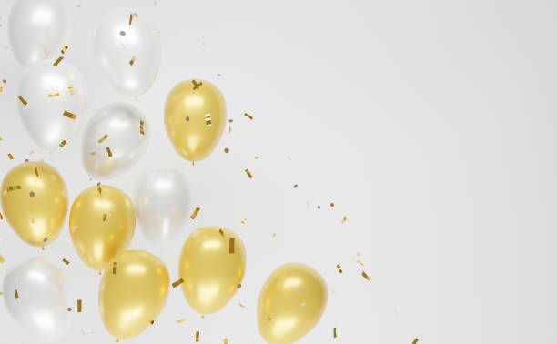 istock gold and silver balloons and confetti falling 1305191318