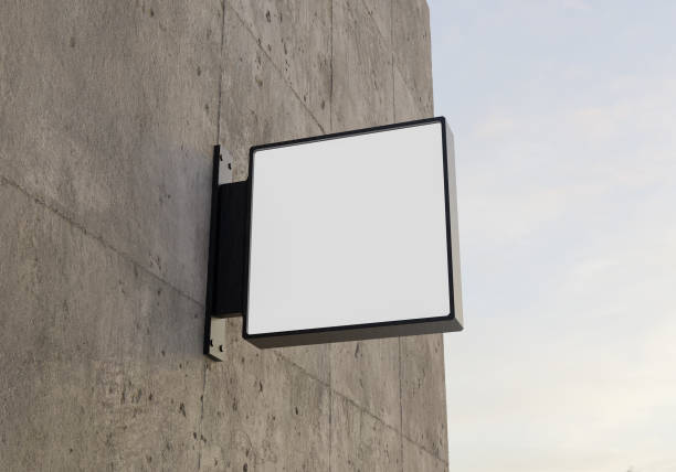 square logo mock-up on concrete wall