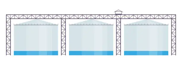 Vector illustration of Industrial reservoirs cartoon vector illustration. Manufacturing plant, chemical plant tanks flat color object. Containers for water and fuel materials storage isolated on white background