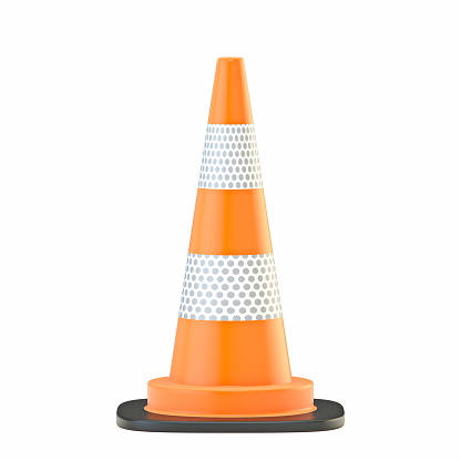 Traffic cone 3D rendering illustration isolated on white background