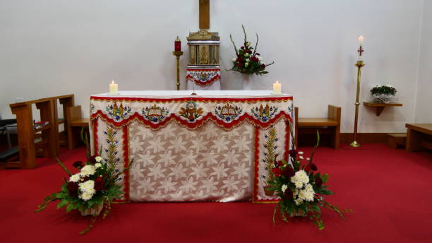 istock Catholic chapel and altar for worshippers 1305215504