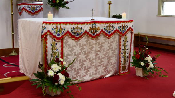 istock Catholic chapel and altar for worshippers 1305216157