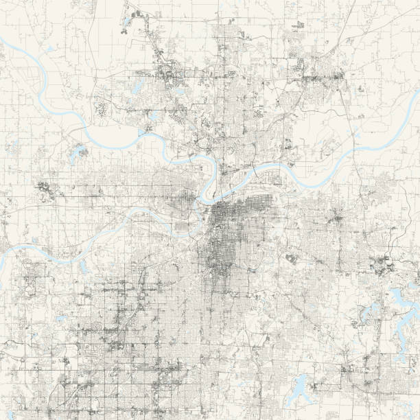 캔자스시티, 미주리 미국 벡터 맵 - kansas map cartography county stock illustrations