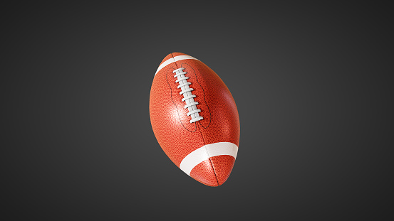 American football  Rotating in Motion. Looped American football  3d Animation of Turning Ball luma key black-white alpha