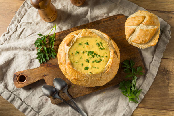 istock Homemade Broccoli Cheddar Soup in a Bread Bowl 1305226209