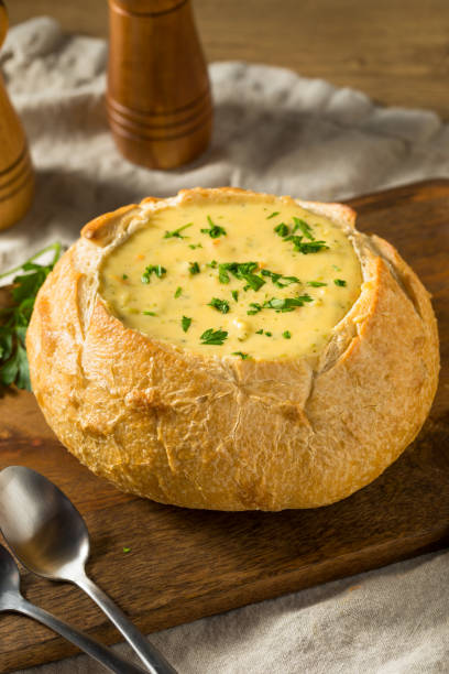 Homemade Broccoli Cheddar Soup in a Bread Bowl