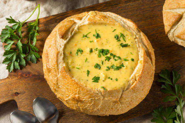 istock Homemade Broccoli Cheddar Soup in a Bread Bowl 1305226761