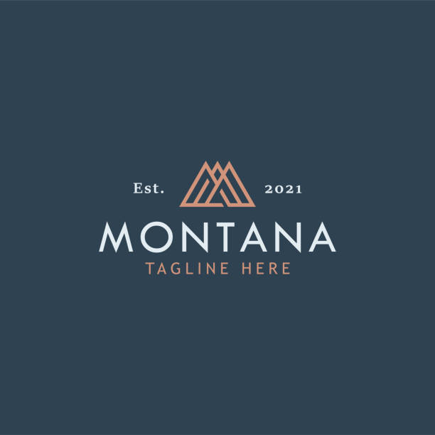illustrazioni stock, clip art, cartoni animati e icone di tendenza di lettera m con logo mountain silhouette brand concept - montagna immagine