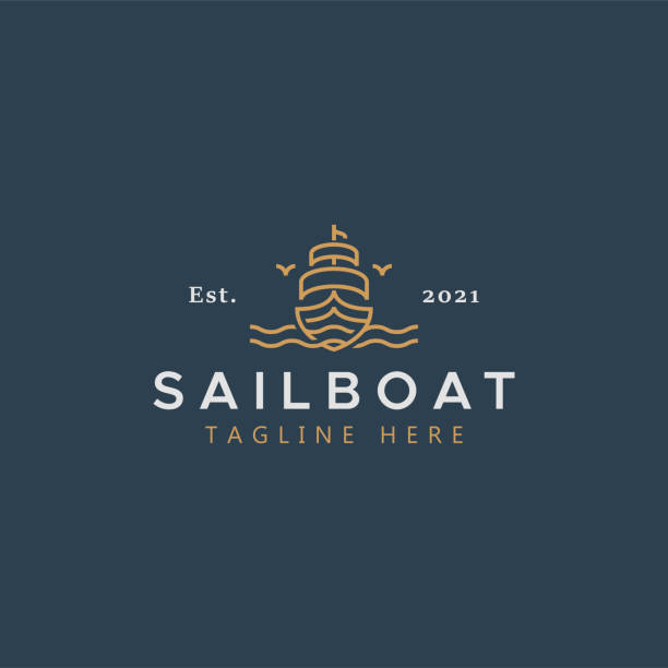 illustrations, cliparts, dessins animés et icônes de modèle de logo de marque sailboat marine company - sailboat sail sailing symbol