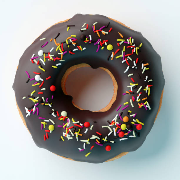 istock Beautiful donut with brown chocolate icing on white background. 1305230132