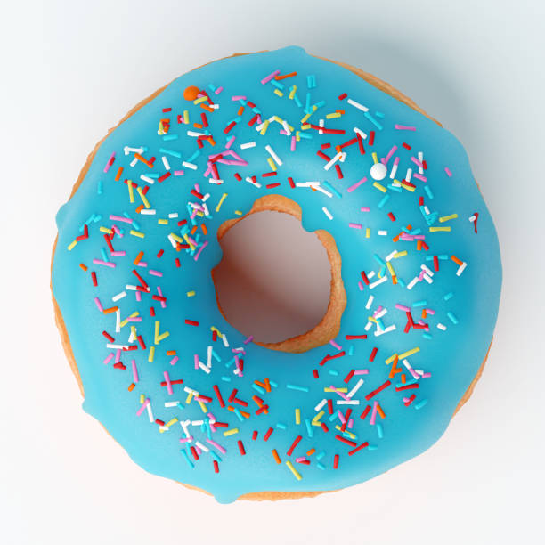 istock Beautiful donut with blue icing on white background. 1305230229