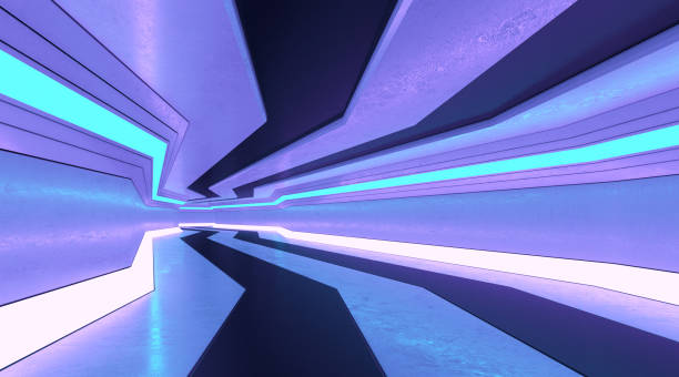 istock Tunnel with Geometric Shapes and LED Lights 1305230292
