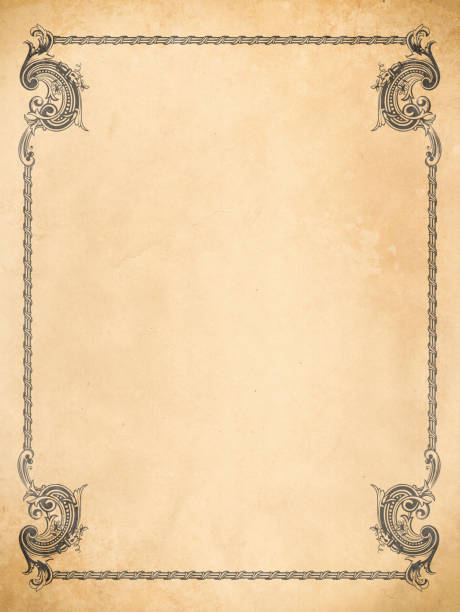 istock Old grunge paper background with old-fashioned border. 1305232462