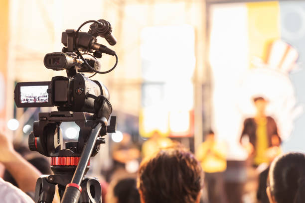 istock Professional digital video camera equipment on event broadcasting. 1305238230