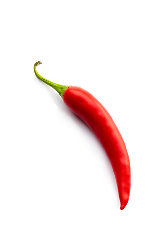 Red cayenne pepper or cabe rawit merah isolated white background