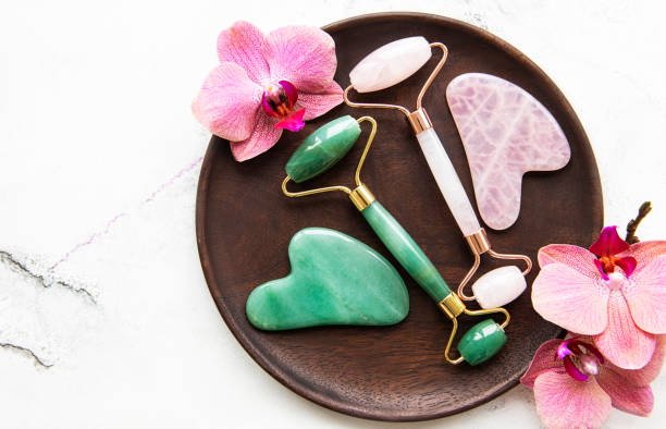istock Jade face rollers for beauty facial massage therapy 1305243953