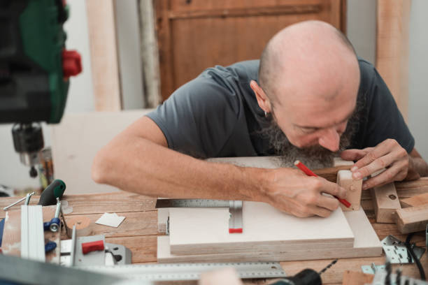 istock DIY woodworking, drawing gluing marks 1305244275