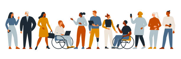 stockillustraties, clipart, cartoons en iconen met de diverse groep mensen, ondernemers, of bureauarbeiders die op witte achtergrond worden geïsoleerd. multinational. oude en jonge mannen en vrouwen die zich verenigen. vlakke beeldverhaalvectorillustratie. - happy black man