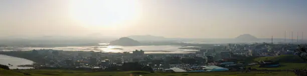 Korean Nature: Seascape and park with volcanic terrain
