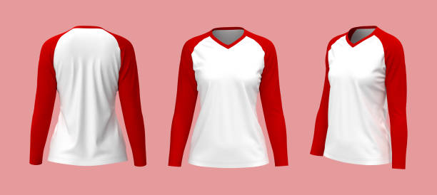 istock Women's long-sleeves raglan t-shirt mockup 1305253957