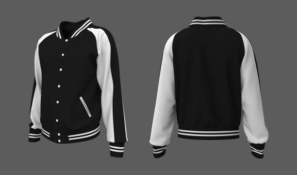 istock Sukajan baseball jacket mockup in front, side and back views 1305253959