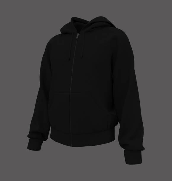 istock Blank hooded sweatshirt  mockup with zipper in side view 1305253967