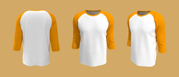 istock men's long-sleeve raglan t-shirt mockup in front, side and back views, design presentation for print 1305253978