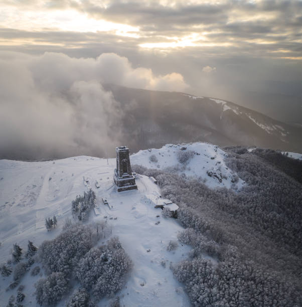 istock Panoramic winter view of the Shipka National Monument 1305258354