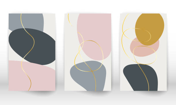 istock Modern abstract painting. Set of geometric shapes. Abstract hand drawn watercolor effect design elements. Modern art print. Contemporary design with doodle shapes. 1305261409