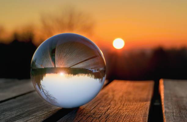 istock Lens ball creative photography, landscape reflection 1305264184
