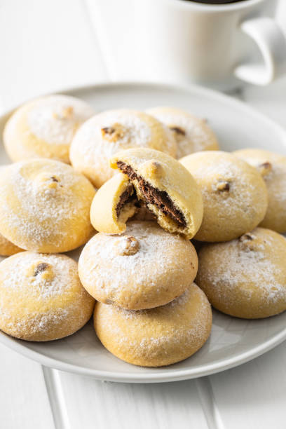 istock Cookies with chocolate cream. Sweet biscuits. 1305264960