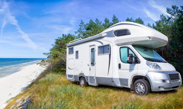 istock Vacations in Poland - motorhome at Baltic seashore in Mrzezyno 1305275593