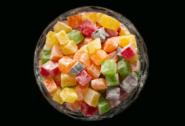 istock Colorful Turkish Delights. Black background. 1305276819