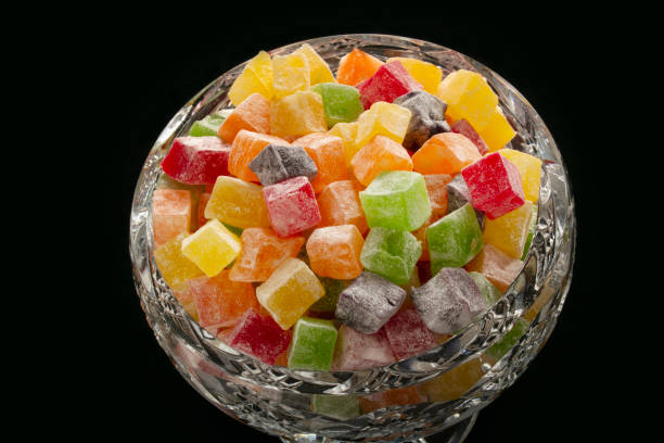 istock Colorful Turkish Delights. Black background. 1305276823