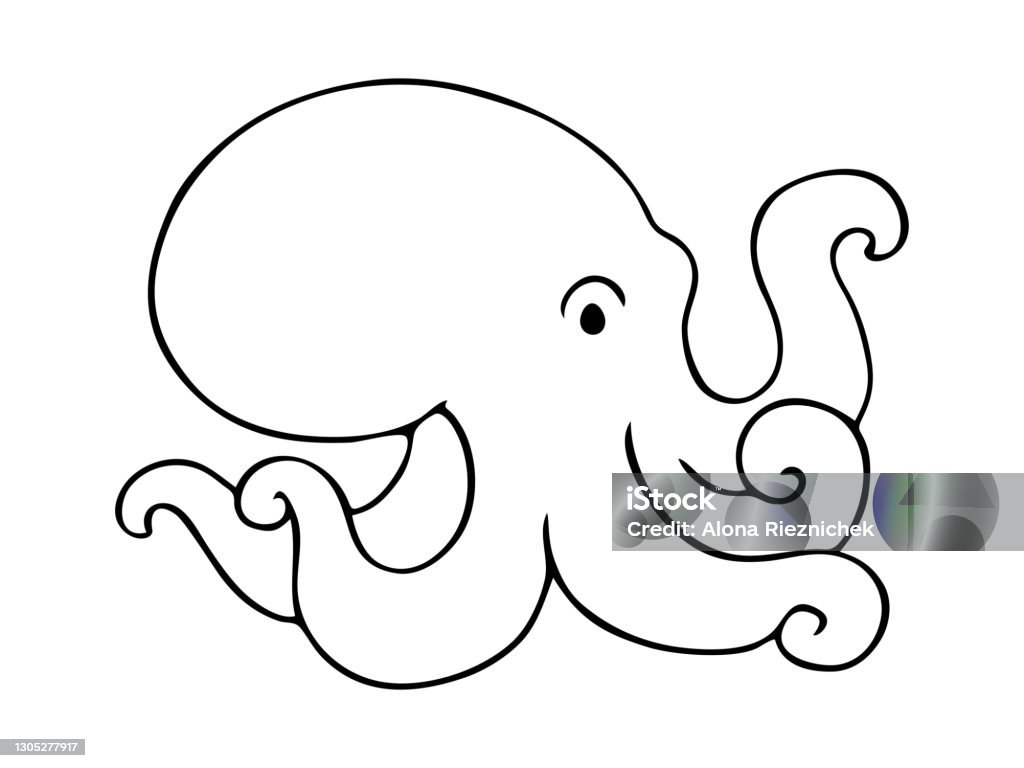 Cartoon Black Outline Octopus Vector Illustration Stock Illustration -  Download Image Now - Animal, Animal Shell, Animal Wildlife - iStock